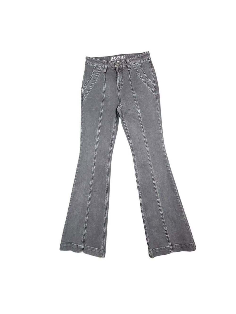 Idyllwind Miranda Lambert Size 6 Gray Wide Flare Bootcut Jeans High Rise Pintuck - Picture 2 of 10